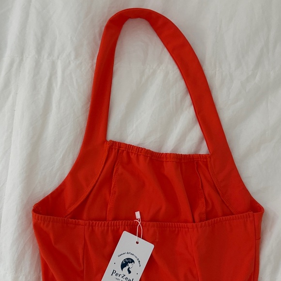 Orange Halter Mini Dress - Picture 9 of 9